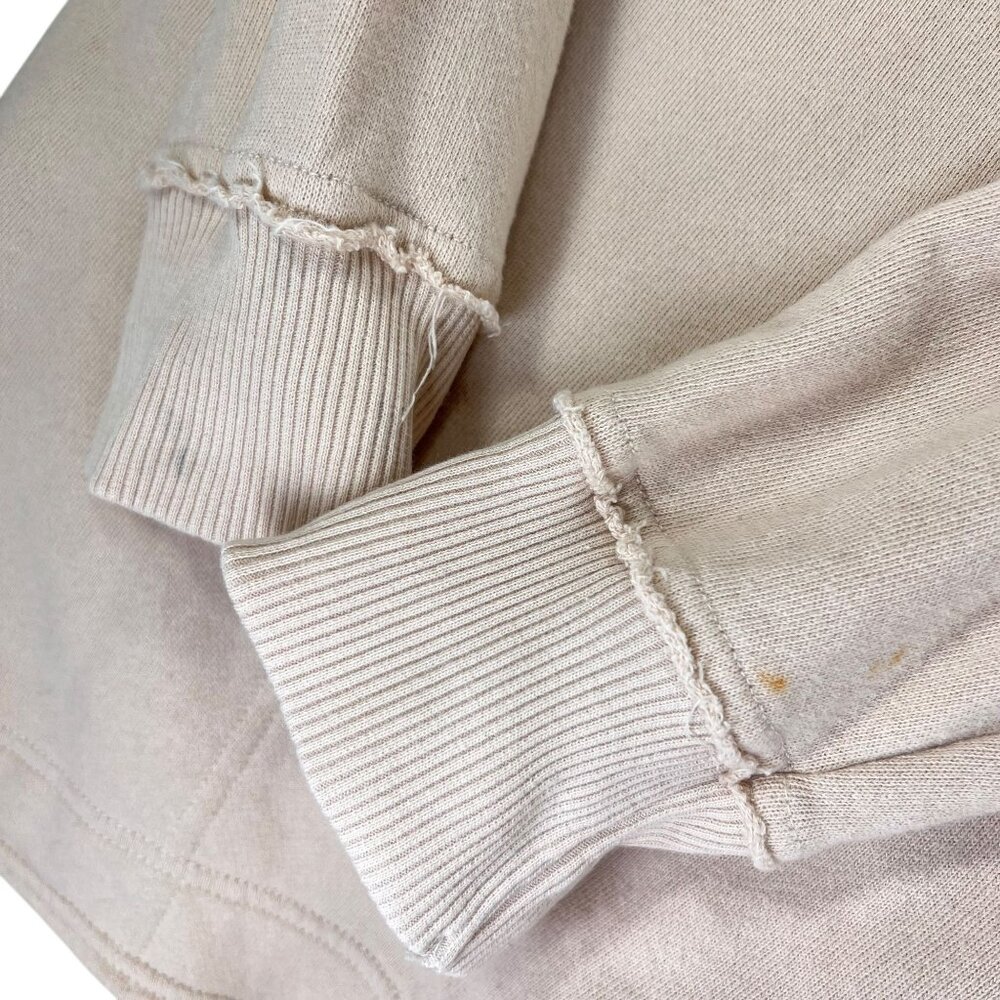 Aerie Beige Hooded Pullover Sweatshirt XS Buttons Pockets Womens Long Sleeve - Picture 5 of 16